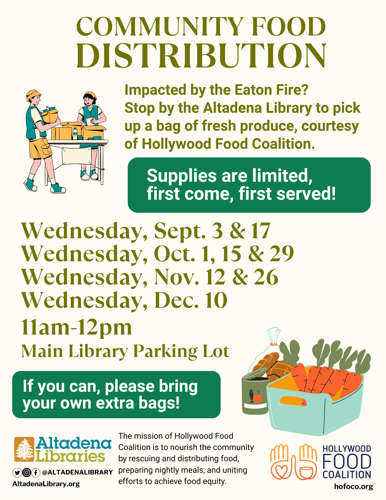 Community Food Distribution at Altadena Library flyer