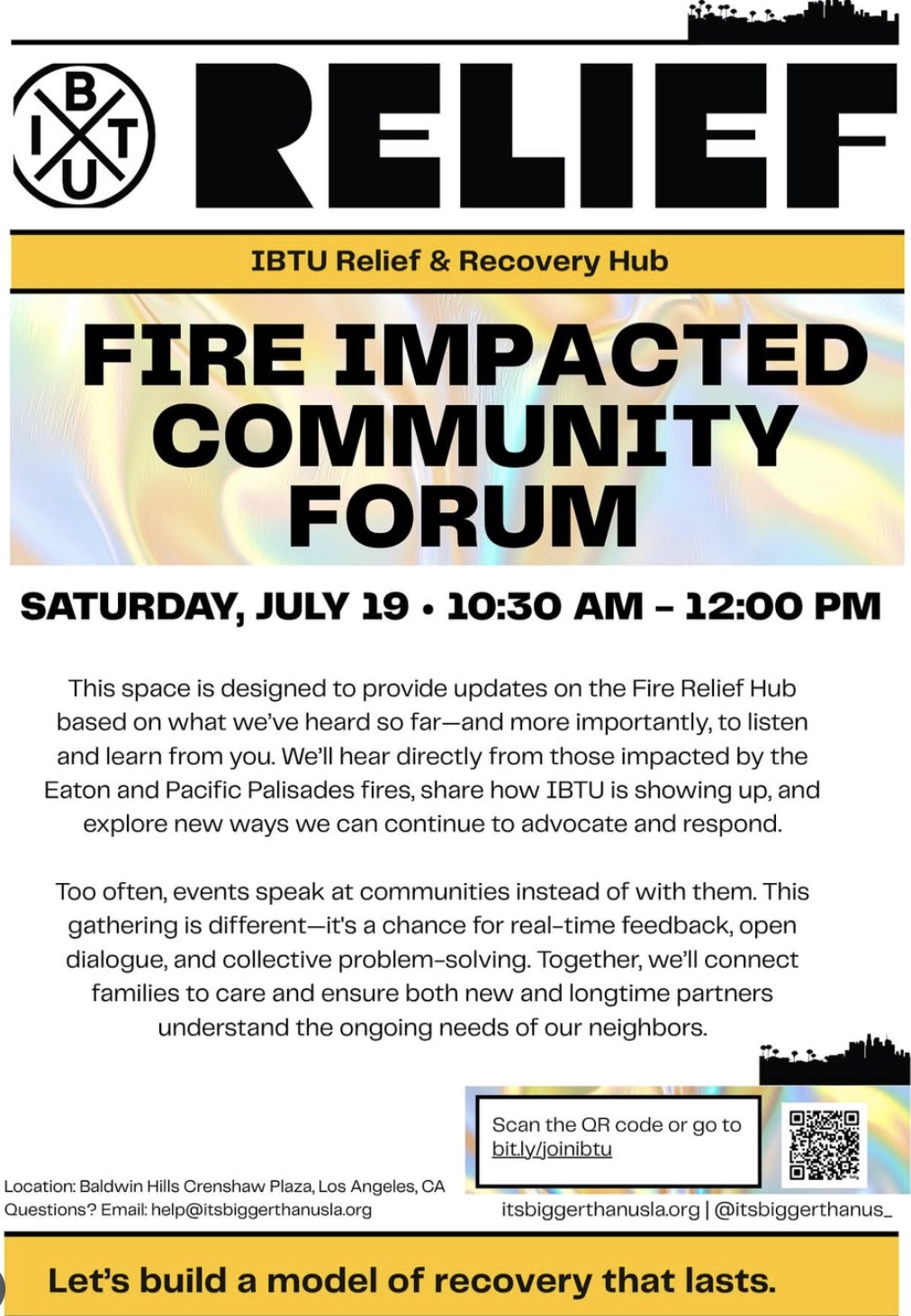 IBTU Relief Forum flyer