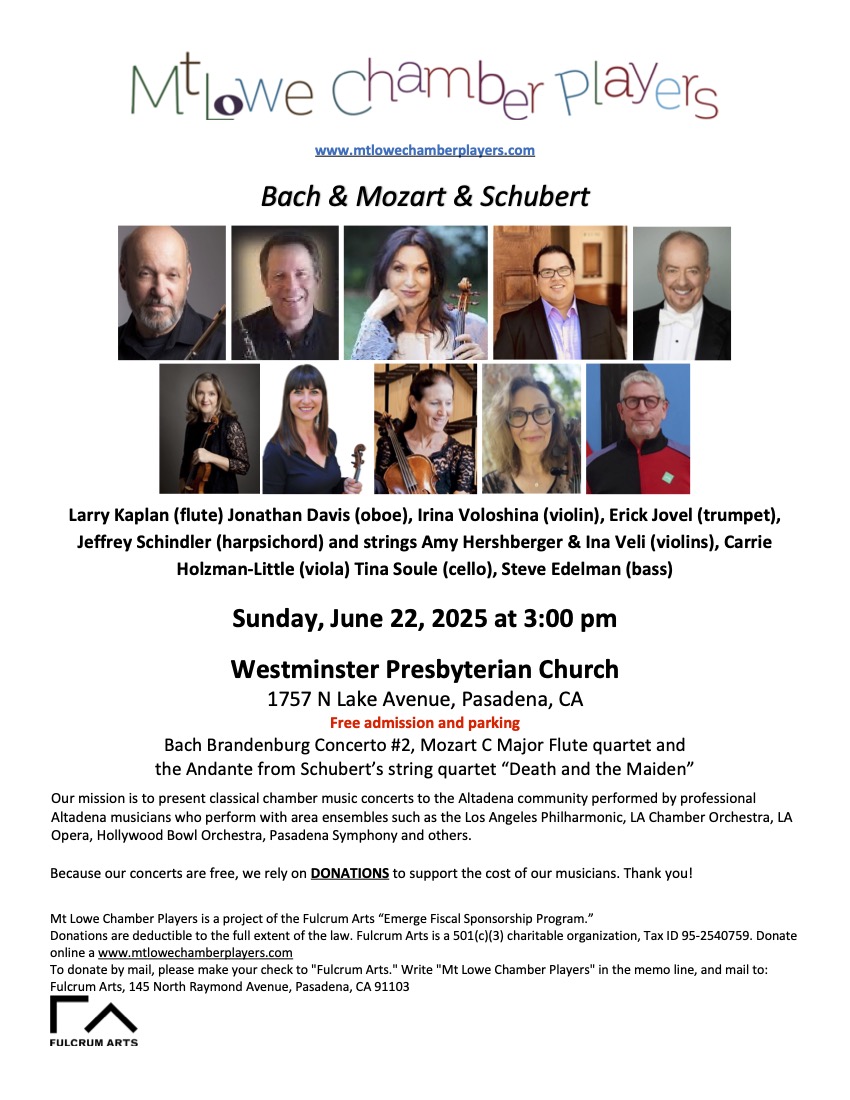 Mt Lowe Chamber PLayers flyer