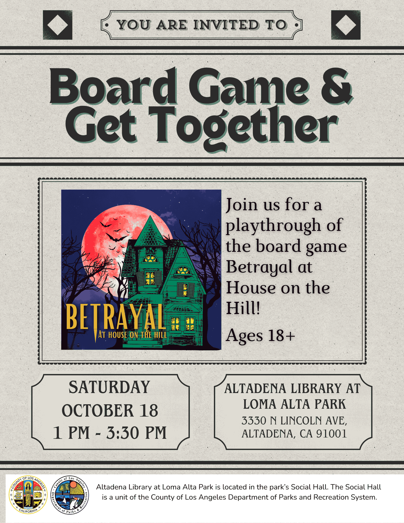 Board Game Get Together flyer