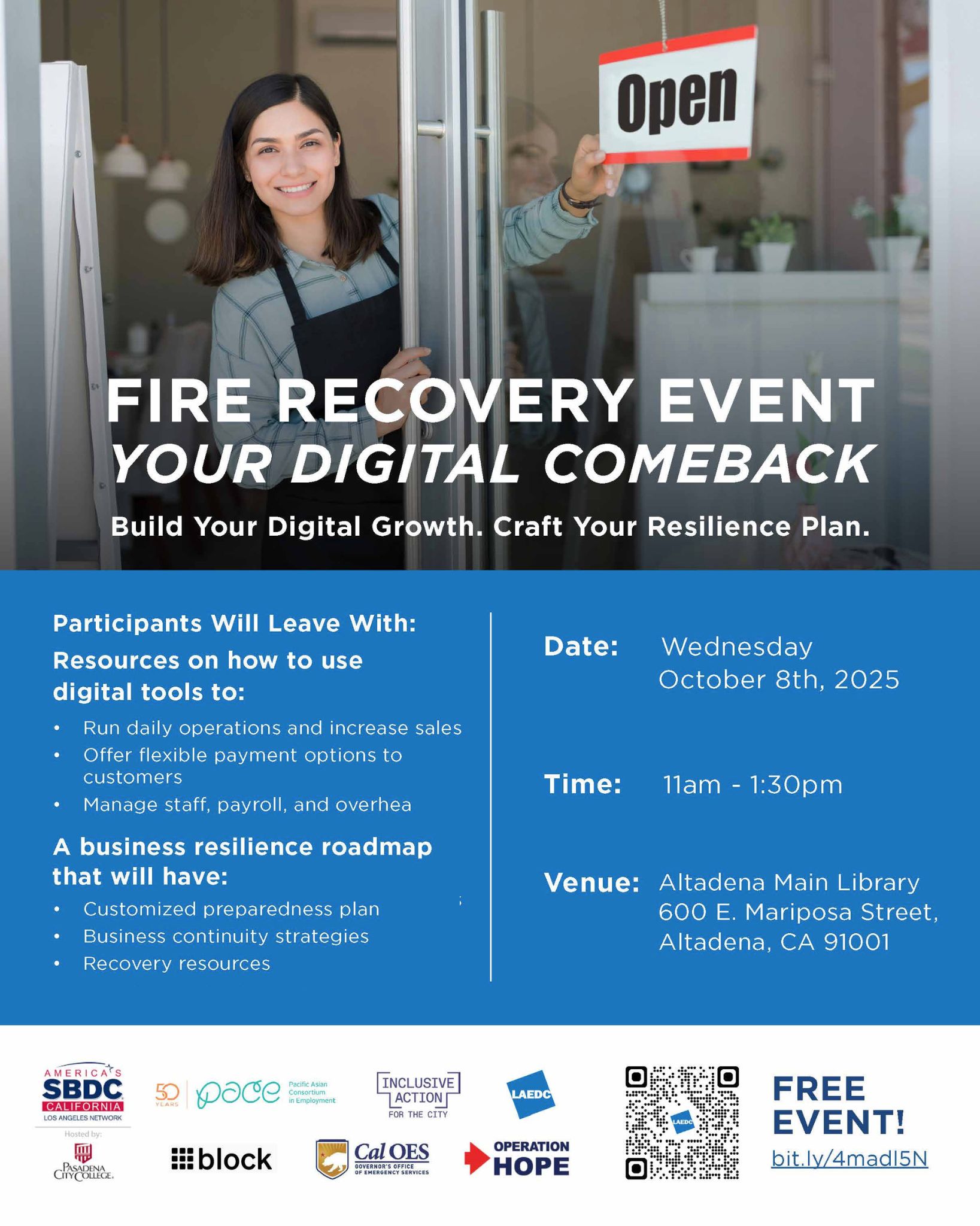 Fire Recovery event flyer