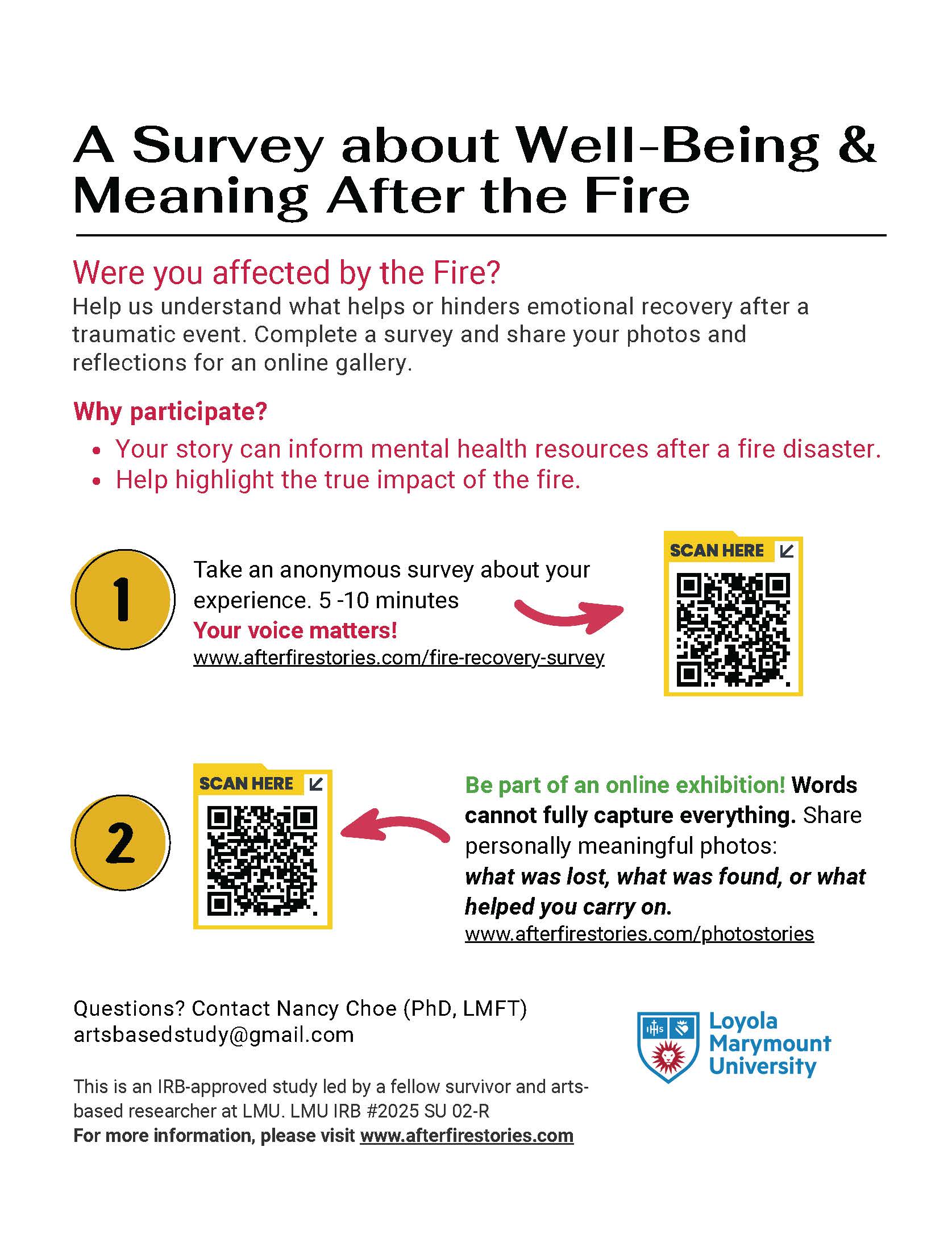 Survey about well-being after the fire.