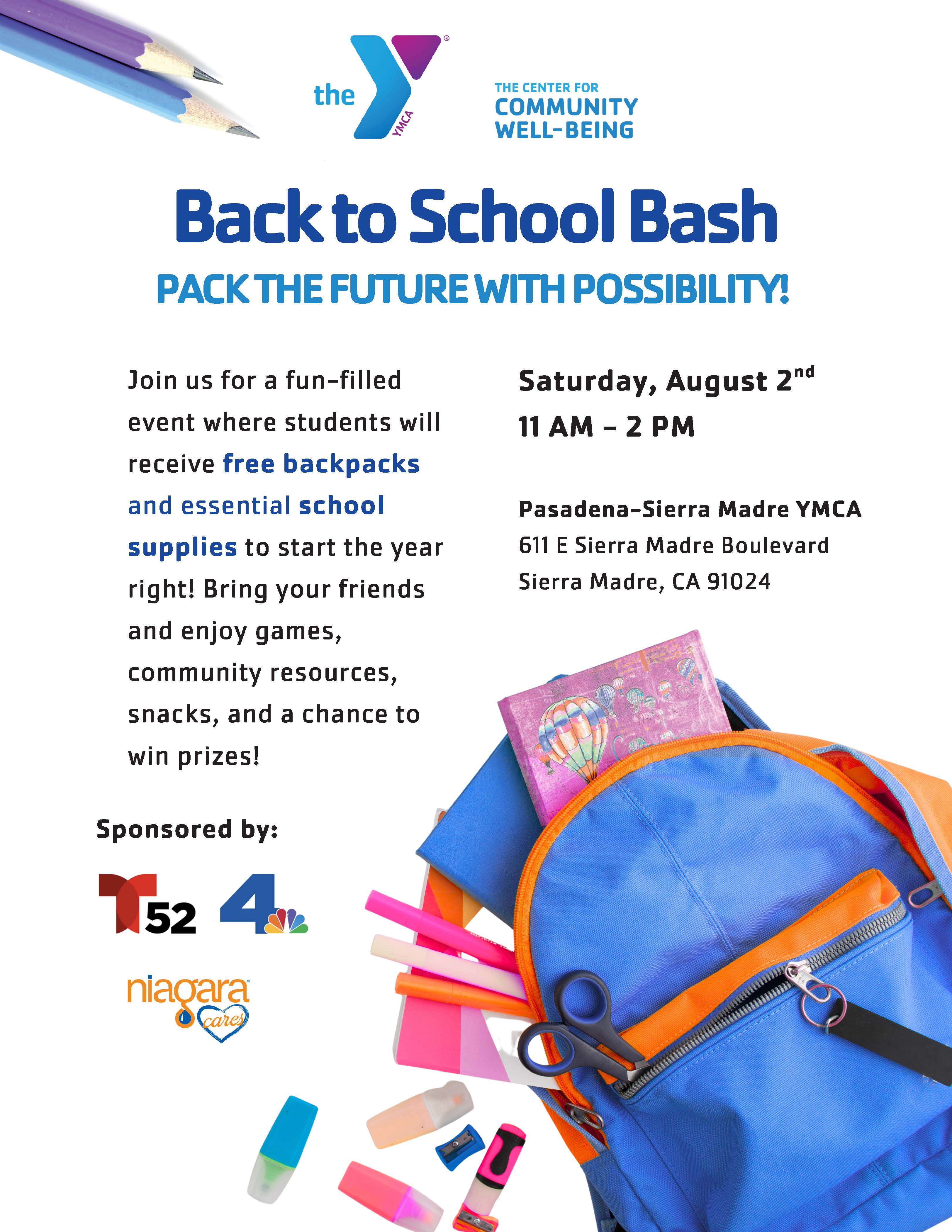 YMCA Back to School Bash flyer