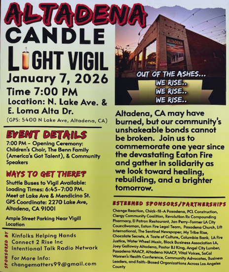 Altadena Candlelight vigil flyer 