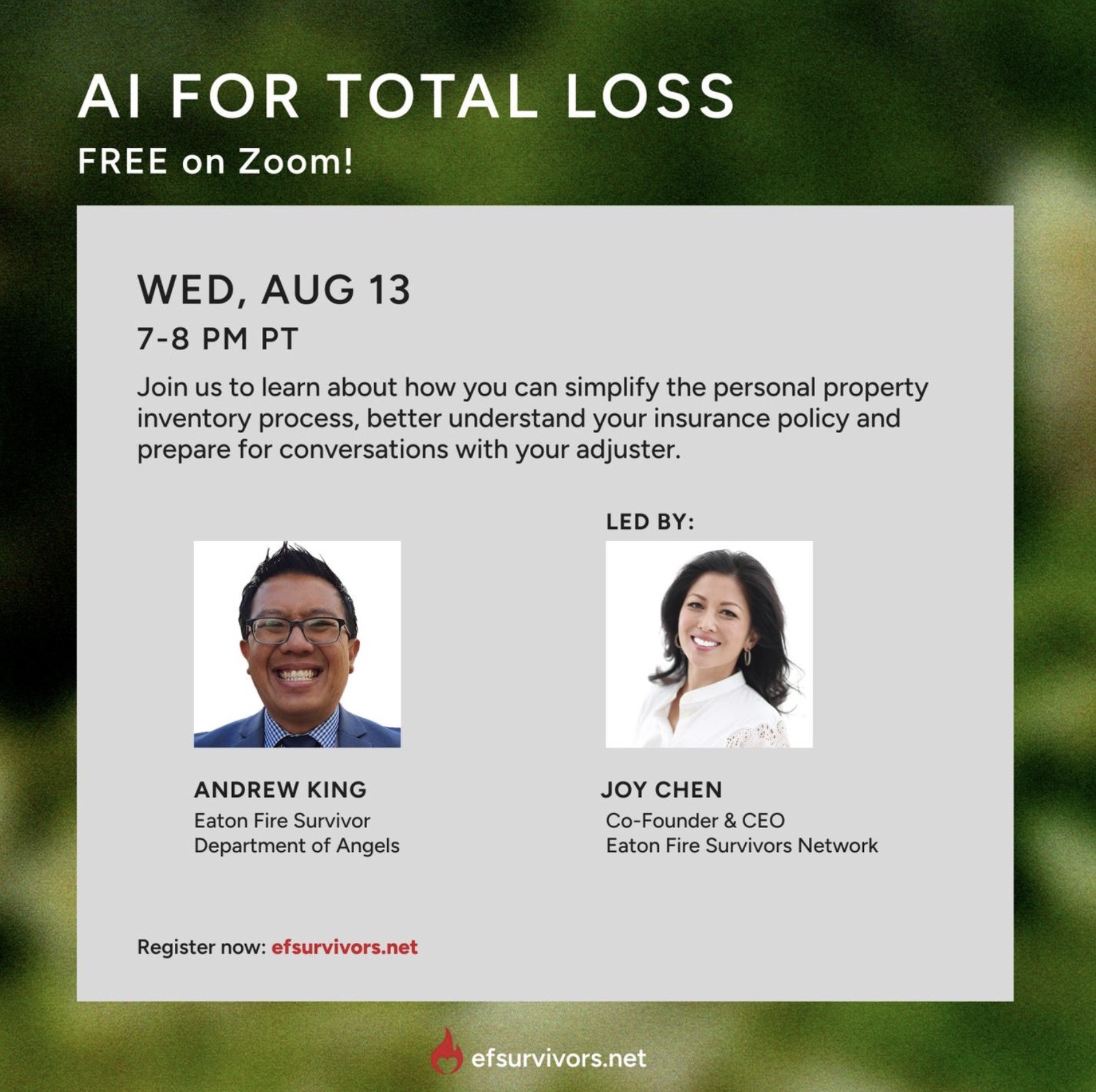 AI for Total Loss Webinar free on Zoom.