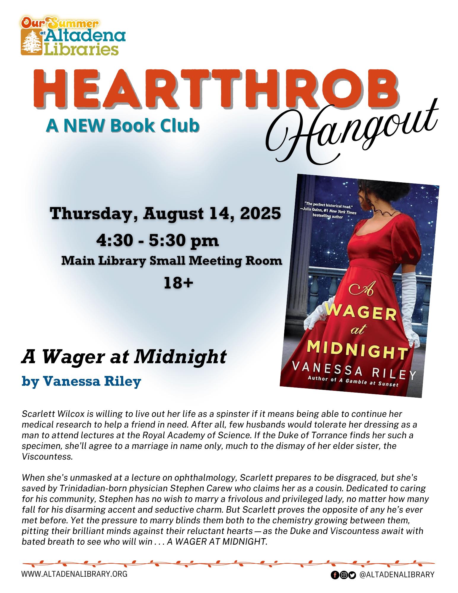 Heartthrob Hangout flyer for August. 