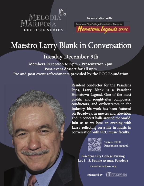 Maestro Larry Blank in Conversation flyer