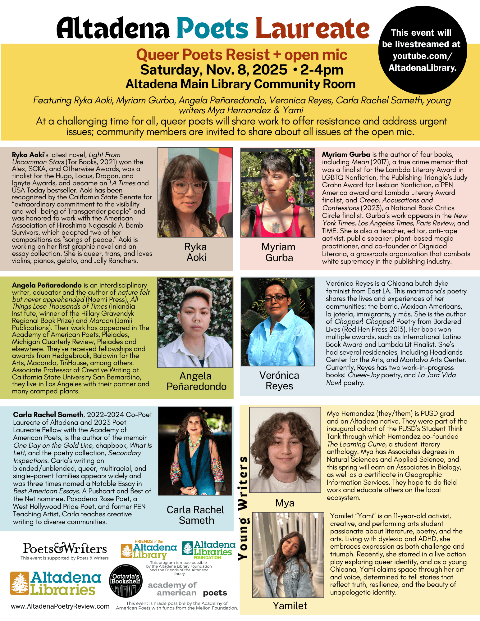 Altadena Poets Laureate Queer Poets Resist flyer