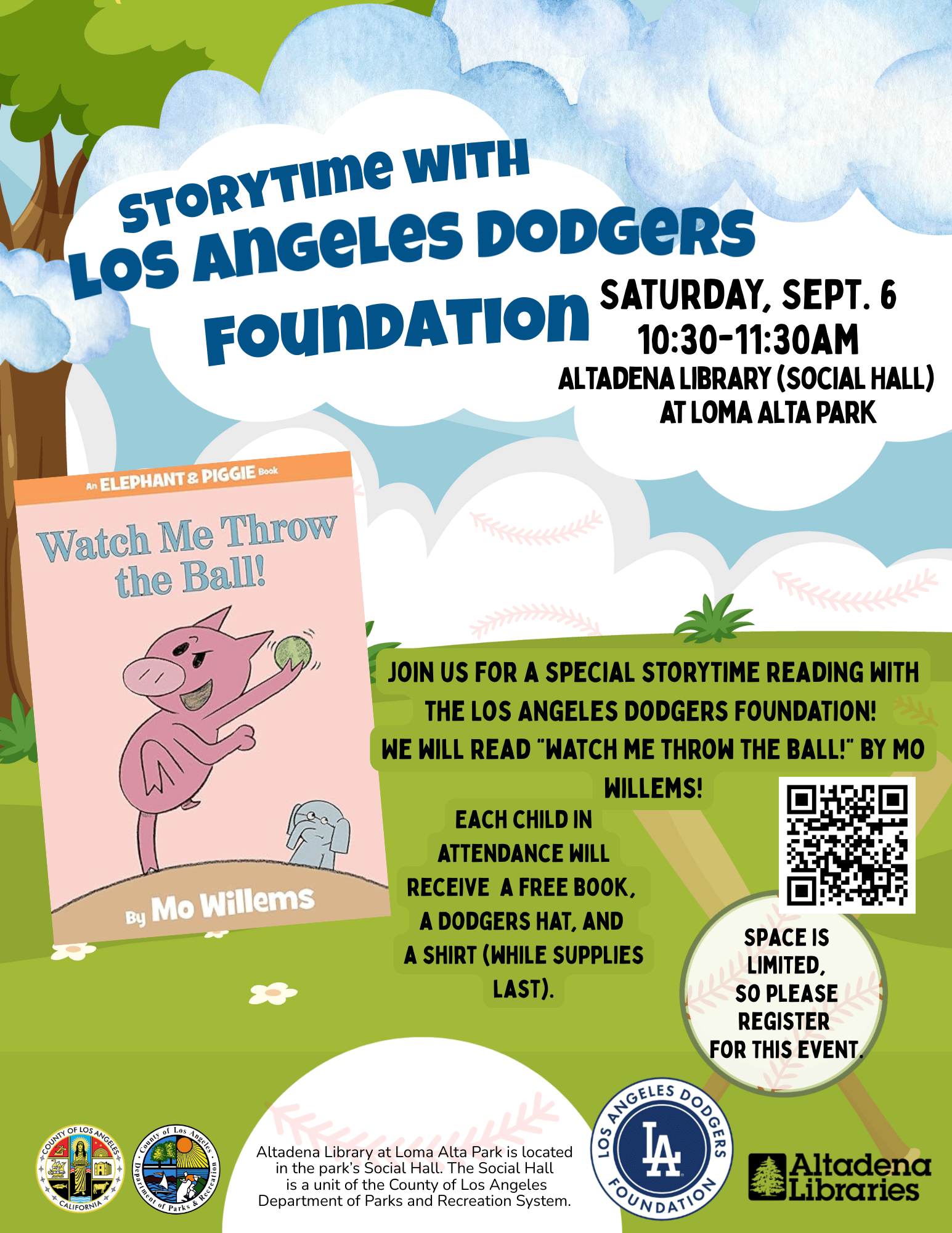 Storytime with the Los Angeles Dodgers Foundation flyer