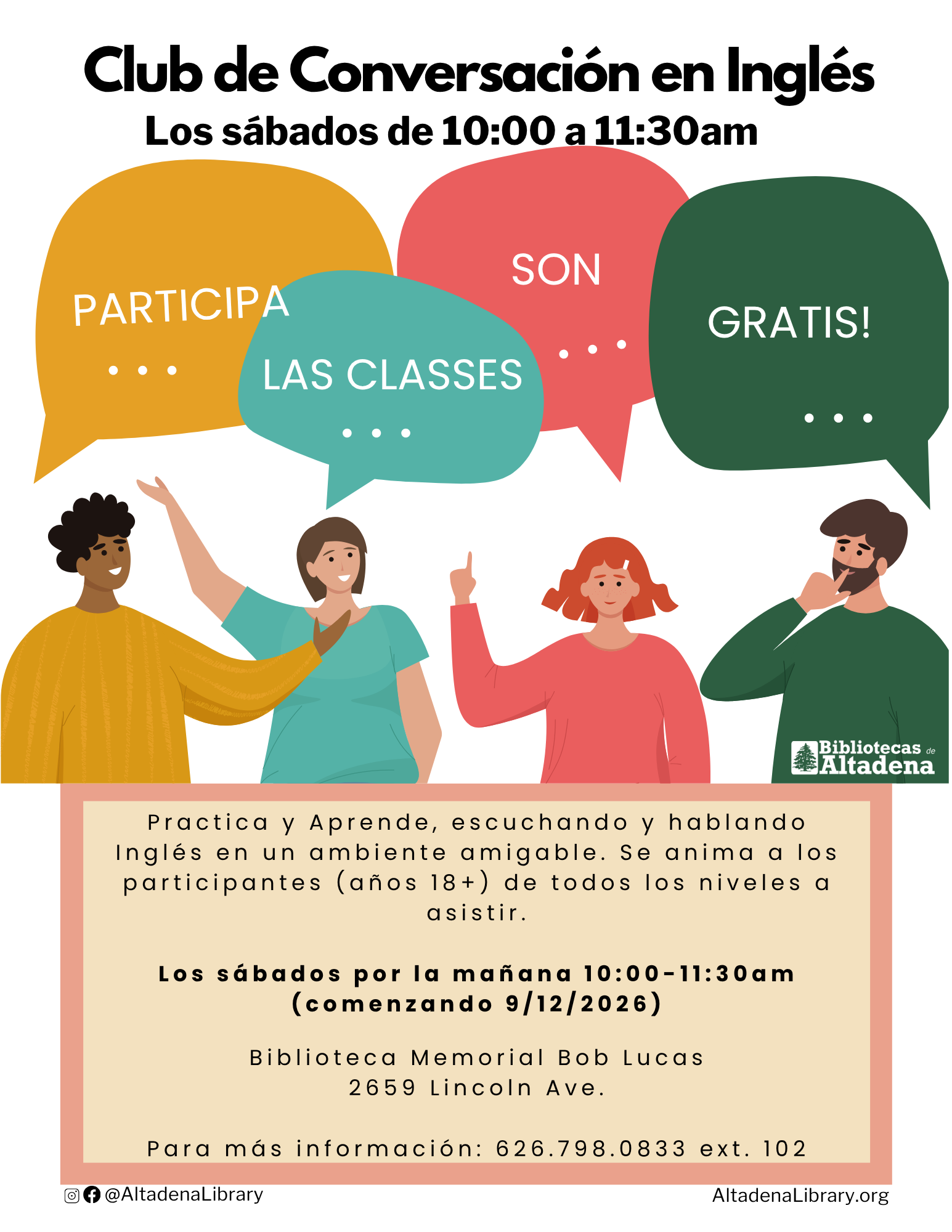 Conversation Club flyer in Spanish