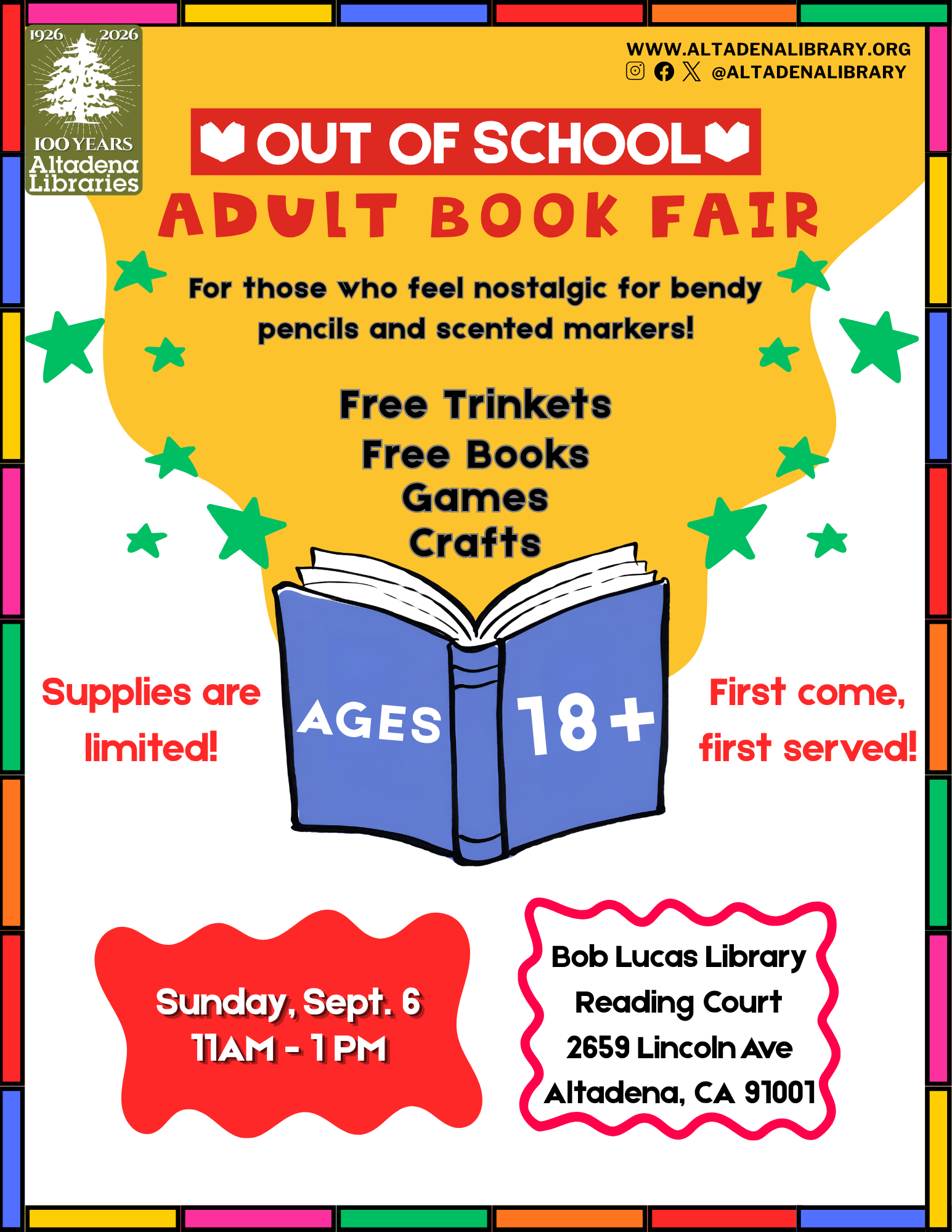 Out of School Adult Book fair flyer