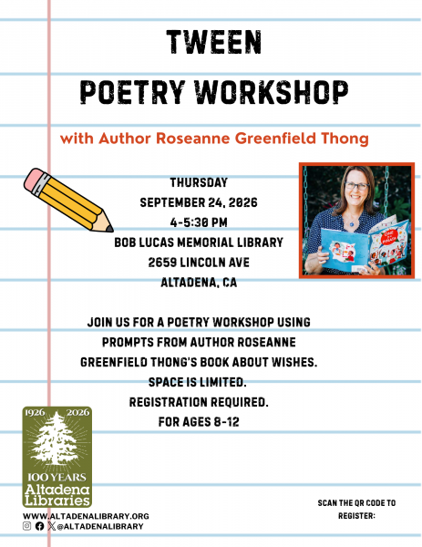 Tween Poetry Workshop flyer