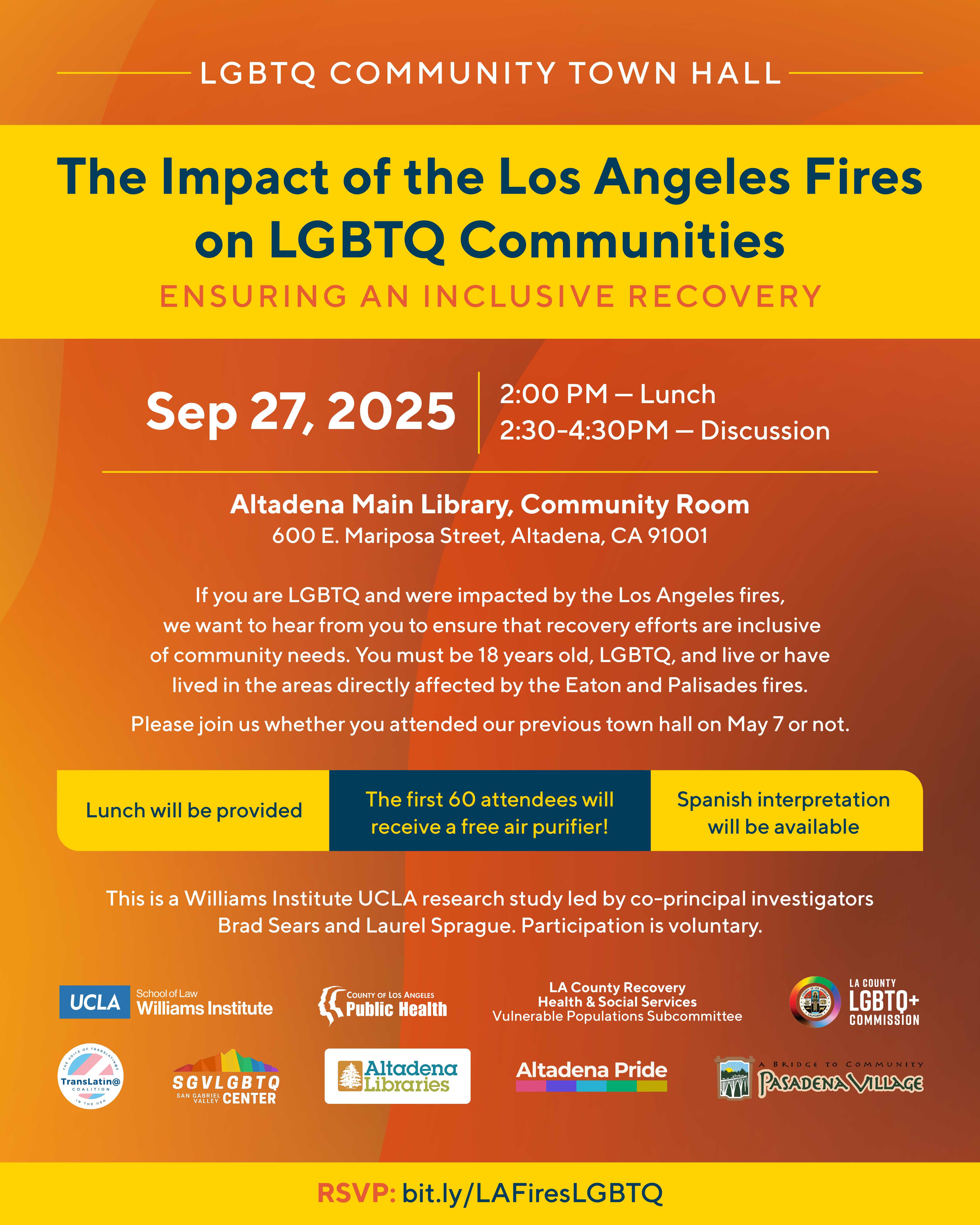 Impact of LA Fires on LGBTQ Communities flyer