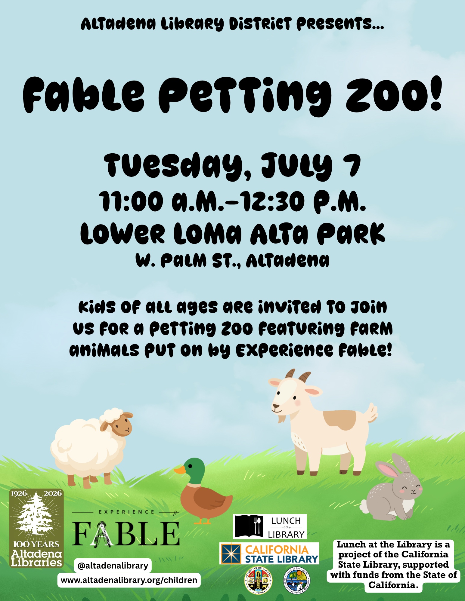 Fable Petting Zoom flyer