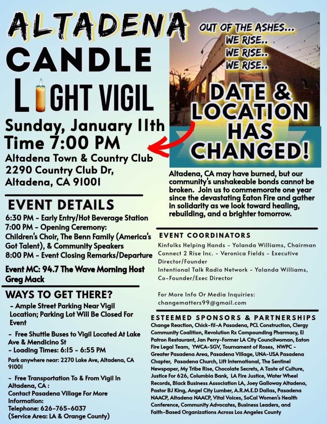 Altadena Candlelight vigil flyer 