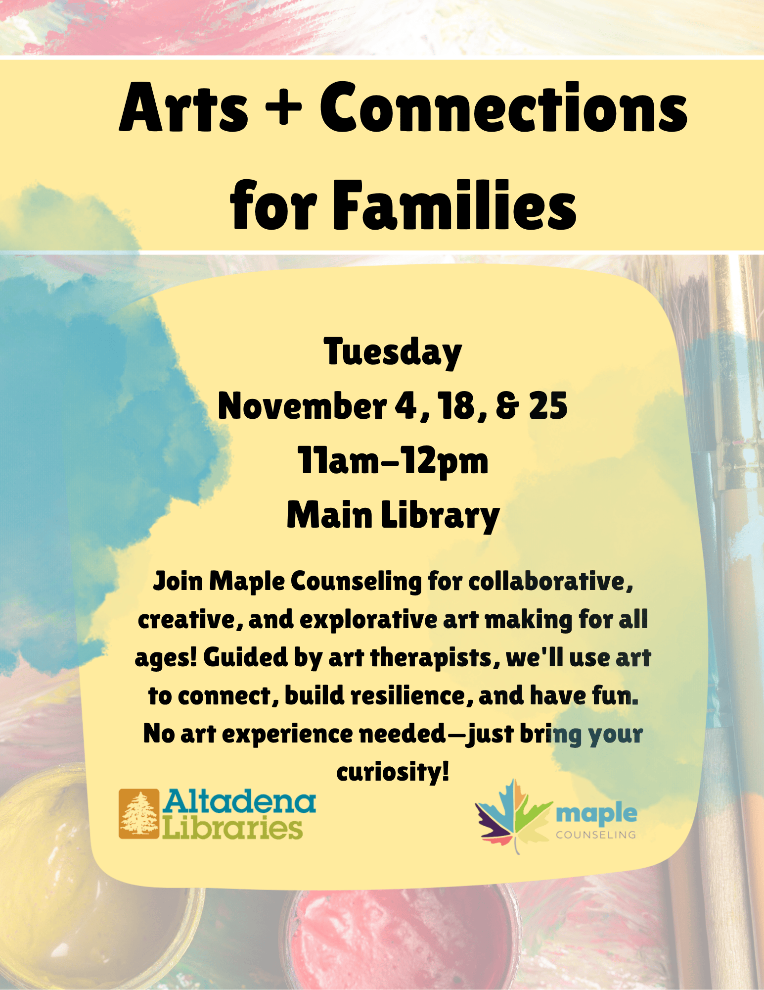 Art + Connections for Families flyer