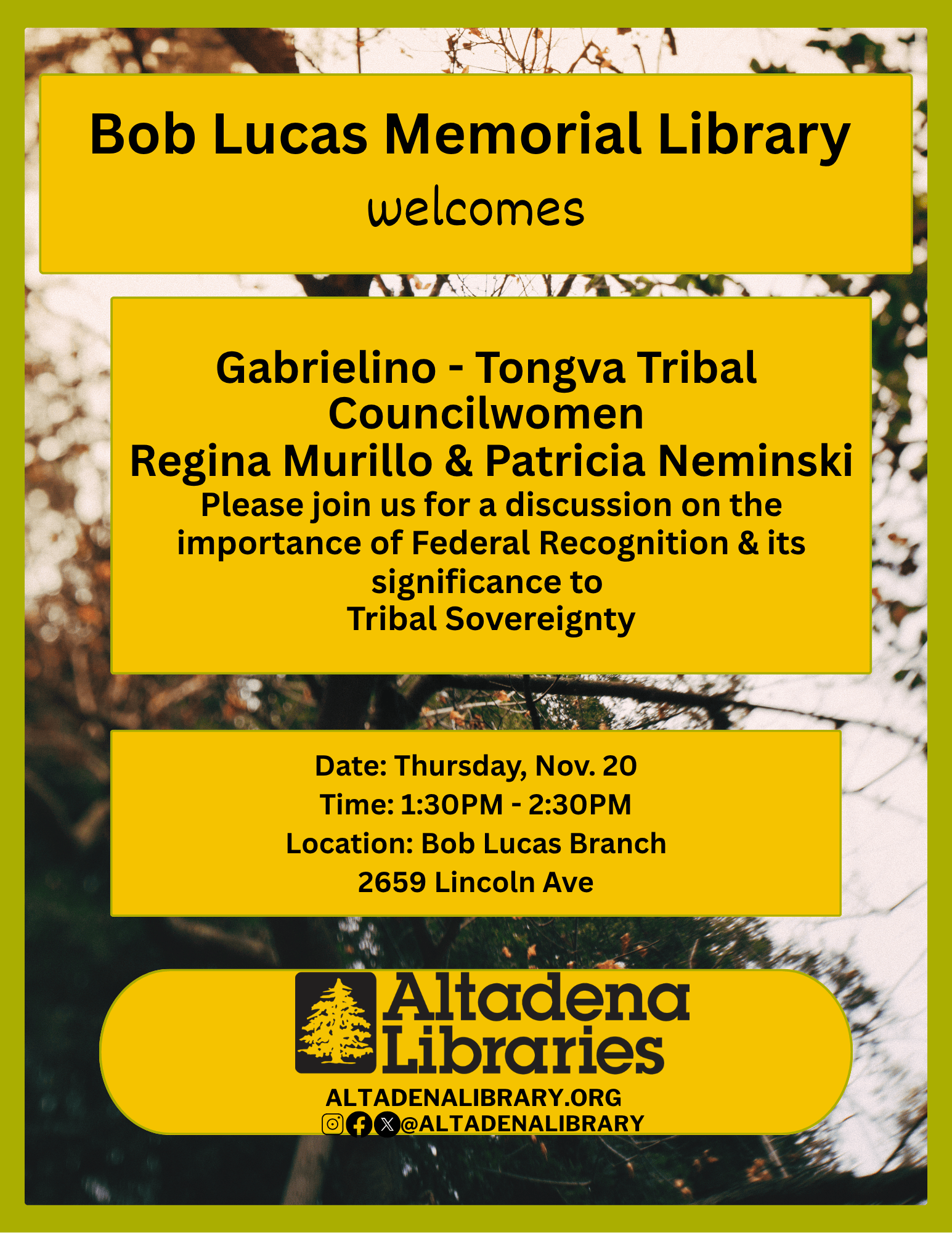 Native American History Month Discussion flyer