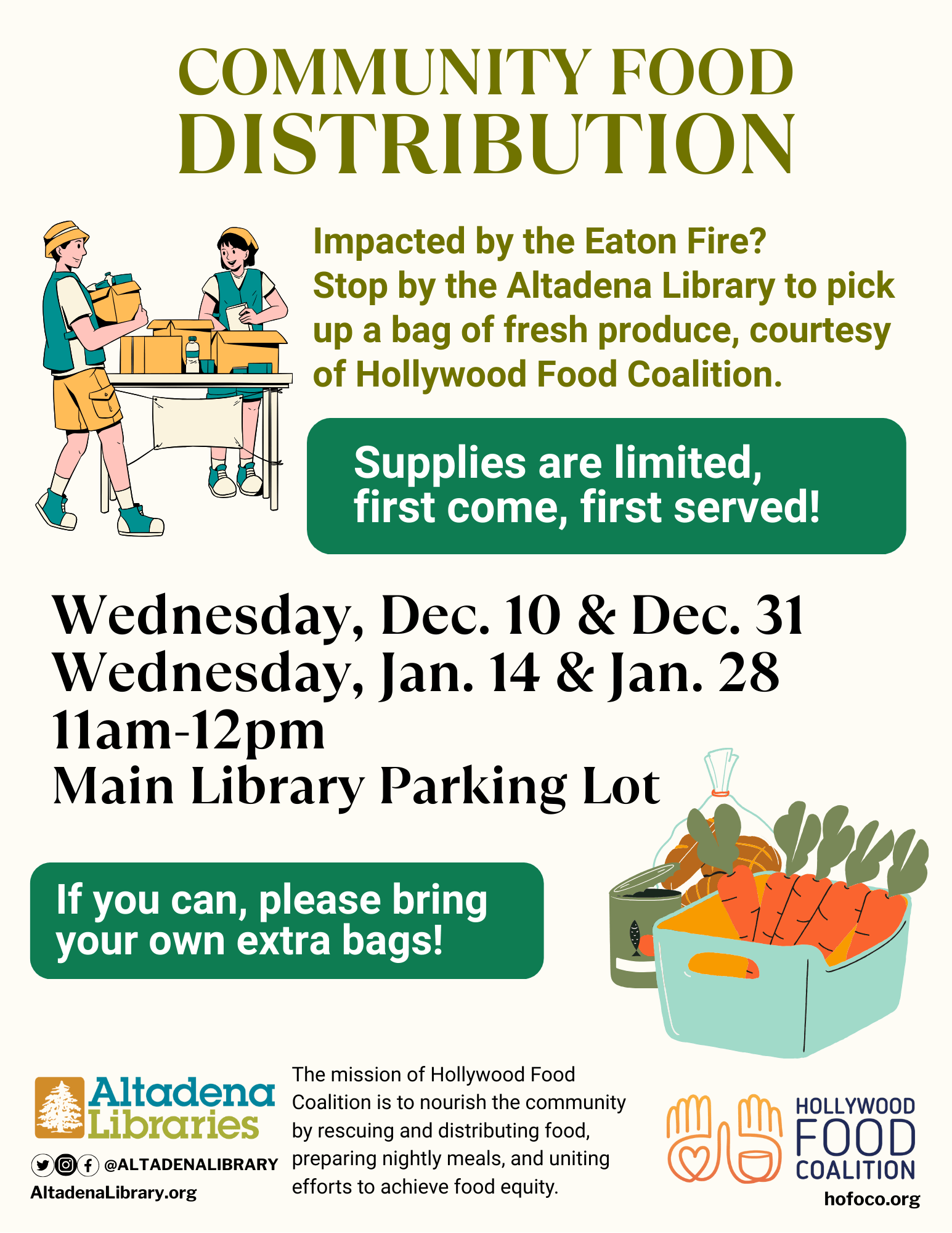 Community Food Distribution at Altadena Library flyer