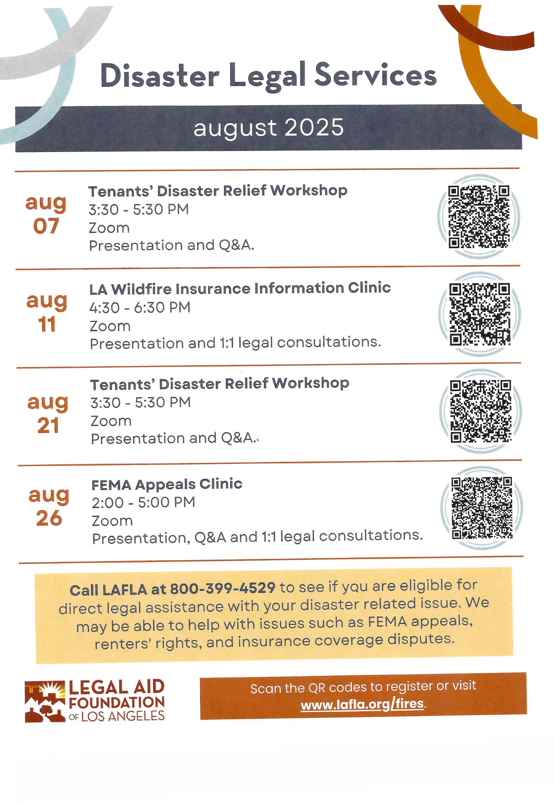 Disaster Legal Services in August flyer