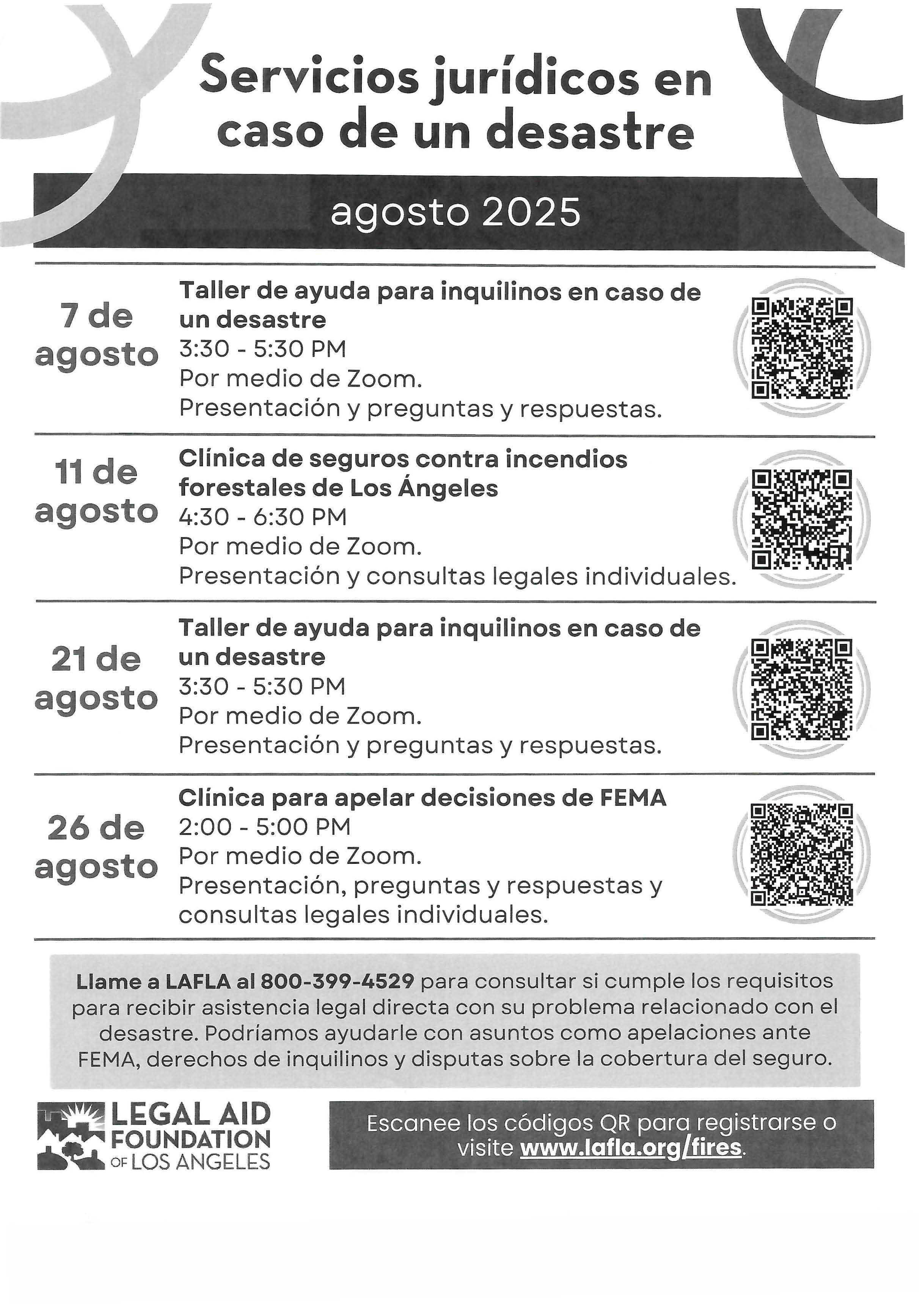Disaster Legal Services in August flyer (Spanish)