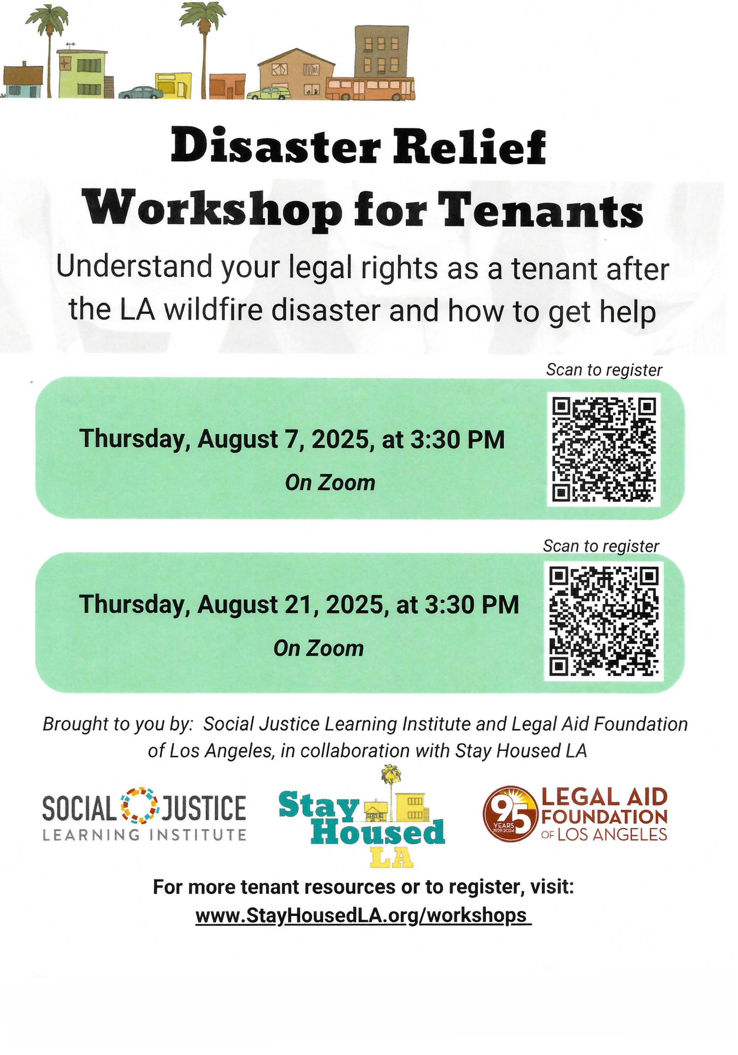 Disaster Relief Workshop for tenants flyer