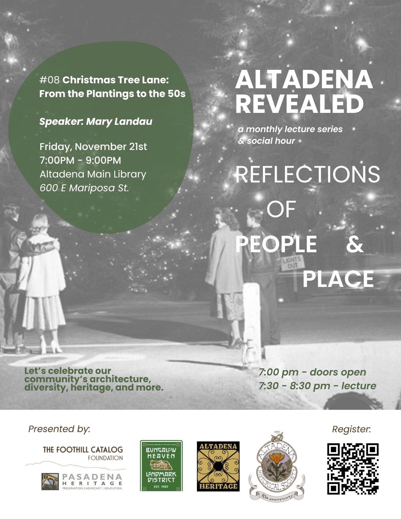 AAltadena Revealed: Christmas Tree Lane from Plantings to the 50s flyer
