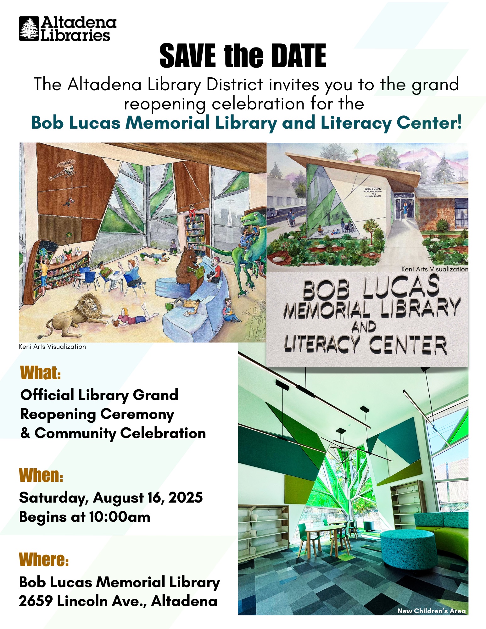 Bob Lucas Library Grand Reopenging flyer